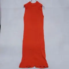 ドゥドゥ リブニット ノースリーブ ロング ワンピース (F) オレンジ