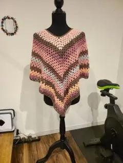 フード付きポンチョ グラニースクエア　変わり目ポンチョ フード付きポンチョ グラニースクエア 変わり目ポンチョ かぎ針