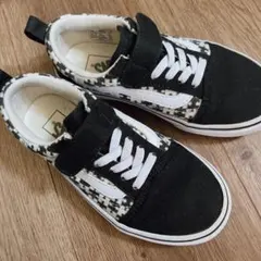 Vans キッズスニーカー 黒/白 チェック柄　18センチ