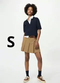 UNIQLO　訳あり　プリーツスコート　パンツ型　ミニスカート　ブラウン　S