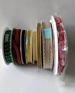 クリスマス　リボン　素材　8点セット売り♪