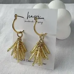 #420 ゴールドビーズフープピアス/フープイヤリング変更可能　ハンドメイド