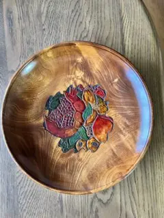 木製 鷲羽彫 丸盆