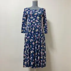 ウィークエンドマックスマーラ　花柄　ロングワンピース 秋　花　ブルー　上品