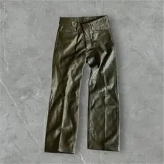 90s archive r newbold 牛革レザー パンツ緑Y2Kギミック