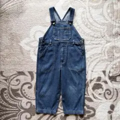 90s フェリシモ キッズ デニム オーバーオール 100cm 前チャック付き