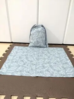 恐竜柄グレー給食袋250212