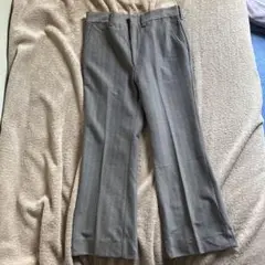タロンジップ　vintageストライプフレアパンツ イエロー裏地　ウール　90s