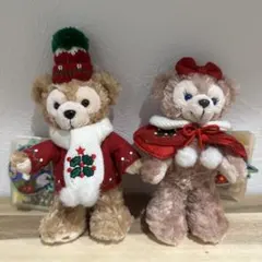 【タグ付き】ダッフィー　シェリーメイ　ぬいぐるみバッジ　クリスマス2014年