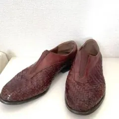 Vintage レディース ブラウン　編み込み レザー モカシン