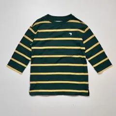 カンタベリー ストライプ 七分袖 Tシャツ 緑と黄色 L