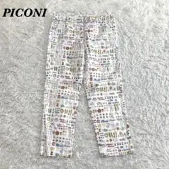 【美品】 PICONIE ピッコーネ 手描きイラストパンツ 38 ホワイトのサムネイル