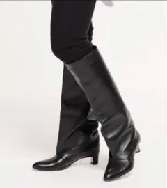 《超美品》NEBULONI E. ネブローニ ロング ブーツ レザー 黒 35 NEBULONI E ブーツ *「NEBULONI E./ネブローニ」leather long boots
