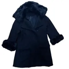 COMME premium フォックス　ロングコート　ブラック　リアルファー