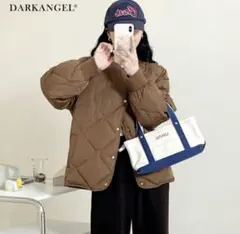 新品 ダークエンジェル ノーカラーキルティングジャケット モカ Mサイズ