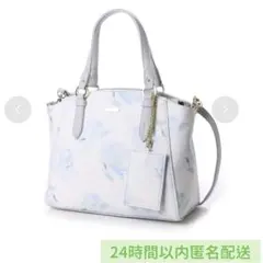 ミッシュマッシュ ライトブルー花柄 2WAY ショルダーバッグ パスケース付き