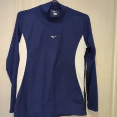 Mizuno 長袖アンダーシャツ 160 ネイビー/ホワイト
