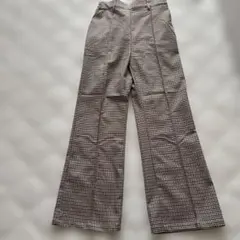 美品　チェック柄 ワイドパンツ ゴムウエスト