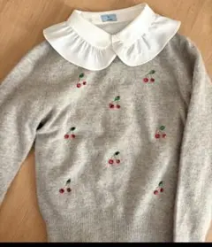 THE EMPORIUM ビジューチェリー刺繍 ニット M