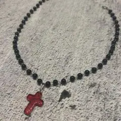 archive- grunge Cross beads necklace 十字架