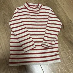 赤と白のストライプ 長袖Ｔシャツ 90