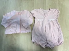 ブランシェス　ピンク ロンパース・カーディガンセット