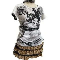 y2k 平成GAL スカル ジップ Tシャツ ピチT 00s