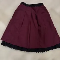 ボルドー フレアスカート 裾レース装飾