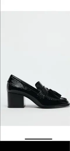 ZARA ザラ タッセル付き エナメル風 ローファー ブラック　37