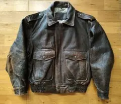 A-2 FLIGHT JACKET 羊革 シープスキン 茶 M 地図 柄インナー