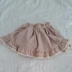 美品　韓国服　flo　フロー　キッズ　ギンガムチェック　フリルスカート　100
