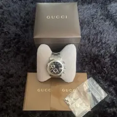 【外観美品】GUCCI クロノグラフ腕時計 ブラック シルバー