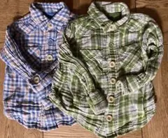 ２枚セット　フェリシモ　キッズ　シャツ　ネルシャツ　チェックシャツ