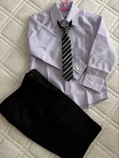 110cmフォーマルセット 薄紫シャツ 黒ズボン