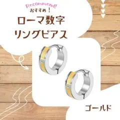 両耳 韓国 リング 2個 ピアス 金 フープ ローマ数字 メンズ レディース