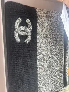 CHANEL マフラー ココマーク ブラック グレー