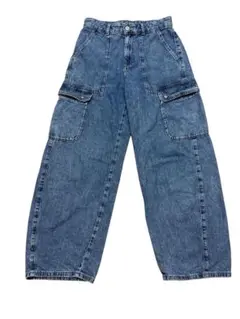 GU カーゴワイドデニムパンツ Mサイズ　バレルレッグ　美品のサムネイル