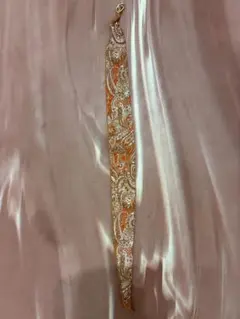 オレンジ・ベージュペイズリー柄リボン