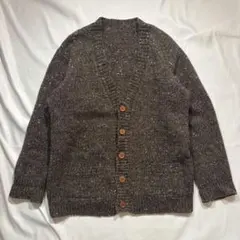 00's vintage ネップ混 ニットカーディガン ブラウン Vネックのサムネイル