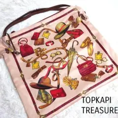 TOPKAPI マイルドサテン スカーフ パネル柄 A4 トートバッグ 金ボタン