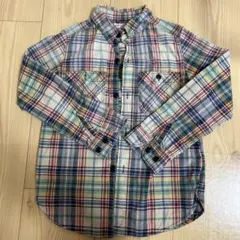 デニムダンガリー チェックシャツ 140