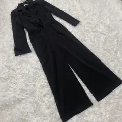 ruhot オールインワン M ブラック ワイドパンツ 襟付