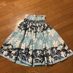 フラダンス用スカート 水色 フラワーパターン パウスカート