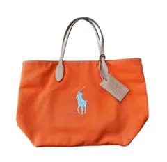 土日限定価格。Ralph Lauren キャンバス トートバッグ オレンジのサムネイル
