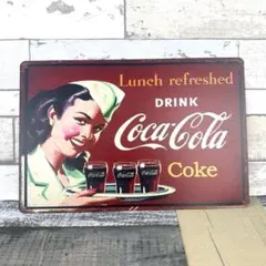 ブリキ看板☆ コーラ LUNCH REFRESHED リフレッシュ 477