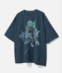 HAREコラージュバックプリントカットTシャツブラックフラワー花柄 