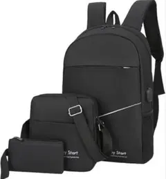 [KteLi] 大容量 リュック USB充電ポート搭載 男女兼用 3点セット