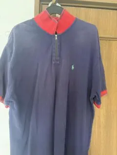 Polo Ralph Lauren ジップアップポロシャツ L ネイビー/レッド
