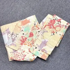 EB61 豪華　名古屋帯 花柄 金糸装飾　現状品　リメイクなどに！