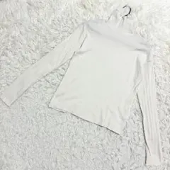 LOWRYS FARM ハイネックリブトップス　コットン　無地　ホワイト（L）